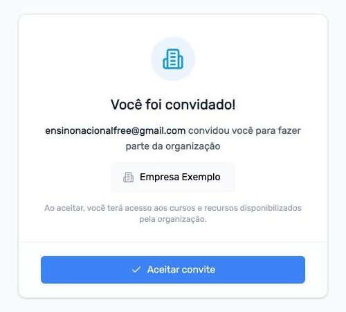 Tela do convite: Você foi convidado para a Empresa Exemplo