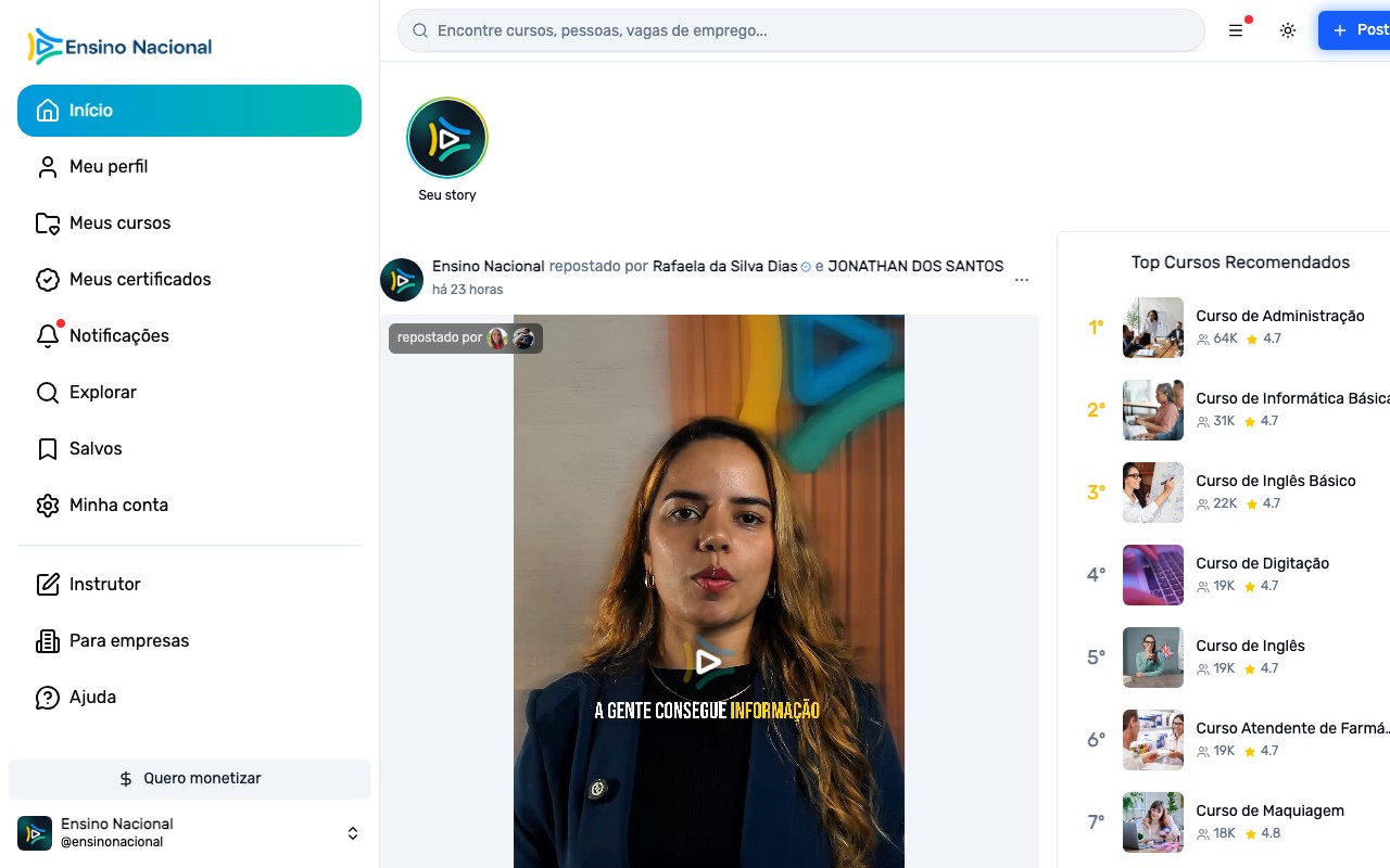 Feed interativo da comunidade